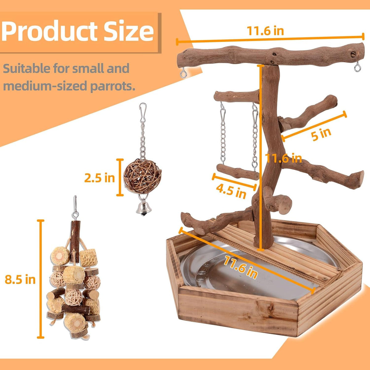 LIMIO Natural Grape Wood Bird Parakeet Playground - image 3