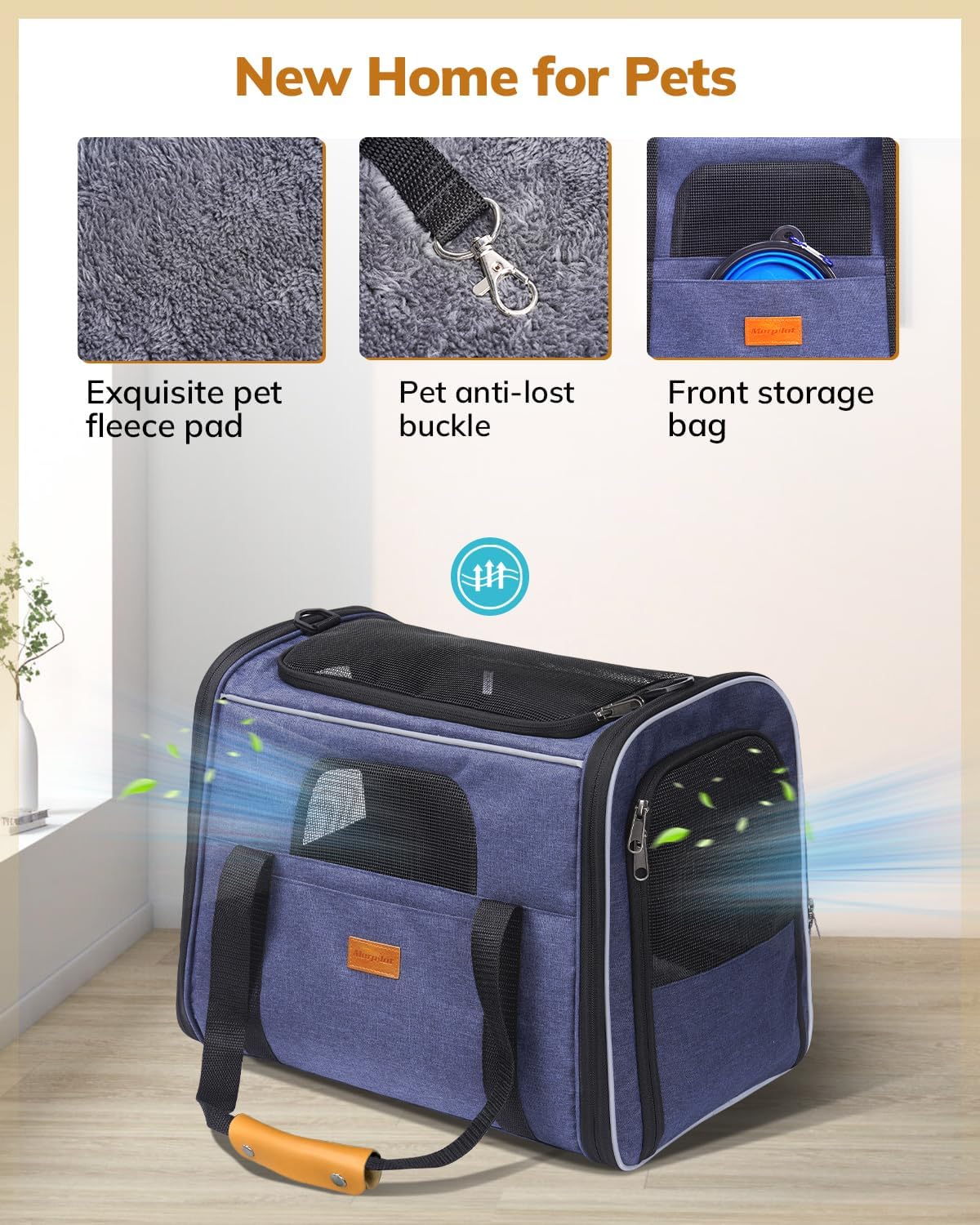 Morpilot Cat Carrier Soft for Large Medium Cats and Puppy up to – Essentials for Dogs - Dark Blue / 17.3"L x 12.2"W x 13.4"H - image 4