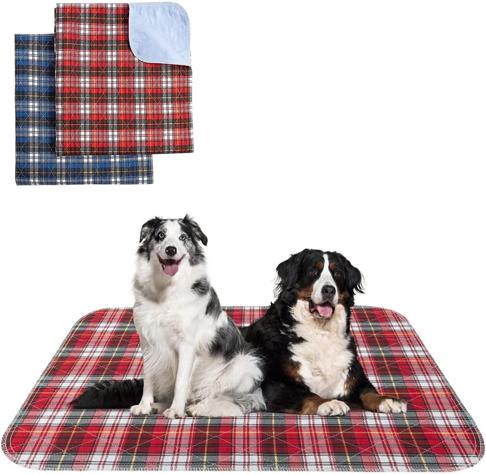 Dog Grass Pad with Washable Pee Pads for Puppy Potty Tray - Red & Blue / 36*41in 2 Pack