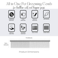 Flexzion Grooming Comb for Dogs – Stainless Steel Professional Cat Comb and Animal Tool for Removing Tangles and Knots on Medium Pets with Smooth Needle Teeth – 45mm, 1 Large