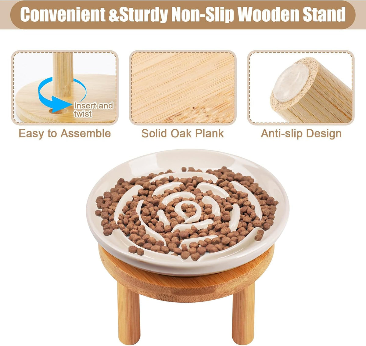 Elevated Slow Feeder Cat Bowls - apricot / elevated slow feeder with stand - image 2