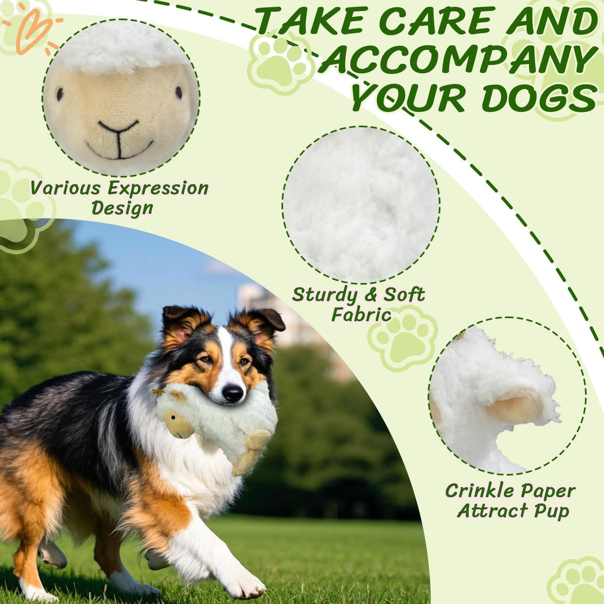 Squeaky Stuffed Dog Toys, Chew Dog for Large Medium Small Breeds – Essentials for Dogs - White - image 2