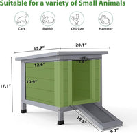Coziwow Rabbit Hutch, Outdoor Cat House Weatherproof, Bunny Cage Indoor with Openable, Portable Small Animals Shelters with Nonslip Ramp for Hideout Rabbits/Feral Cats/Chicken/Duck/Small Animals-Gray