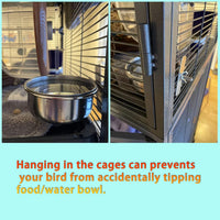 Parrot Feeding Dish Cups,Stainless Steel Bird Food Water Bowl Parakeet Feeder Birds Cage Ball Toys - 【2 PCS】 / 【L:5.5x2.0 Inches】 - image 2