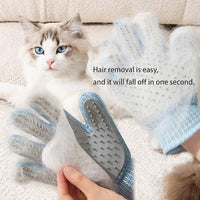 Zoocozy 2 in 1 Pet Hair Removal Glove for Cat Dog, Indoor Cat Grooming Gloves, Pet Washing Brush for Shedding Massage - Double-Sided Available(Blue)