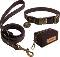 Wisedog Rubber Dog Collar with Quick Release, XS 8.5"-12" - Brown / XS(Collar:8.5"-12";Leash:4 ft)