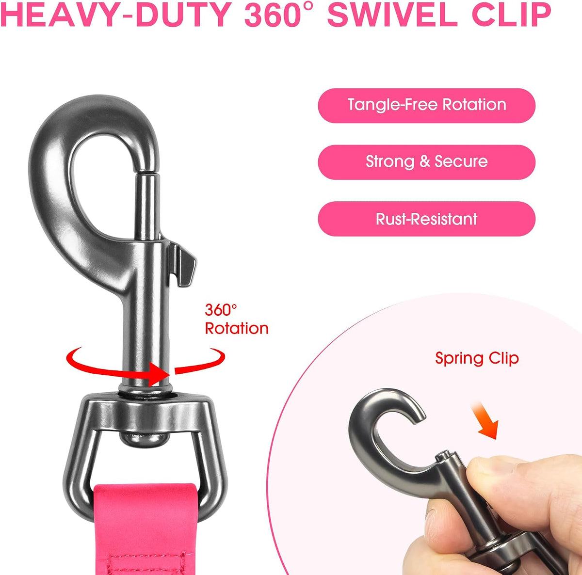 Wolfone Waterproof Dog Leash 10FT Long Line Training Leash for Dogs – Essentials for Dogs - 20ft x 0.75 IN / Pink - image 4