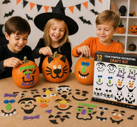 Fun Express 12 piece foam pumpkin decorating craft kit with self-adhesive character face pieces - view 2