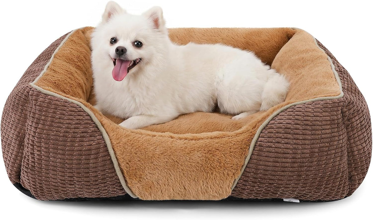 MIXJOY Dog Bed for Large Medium Small Dogs - Caramel Brown / M(25’’x 21’’x 8’’)