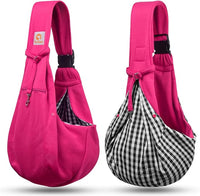 TOMKAS Dog Sling Carrier for Small Dogs Puppy Carrier for Small Dogs (Rose red, Adjustable Strap for 3-10 lbs & Zipper Pocket)