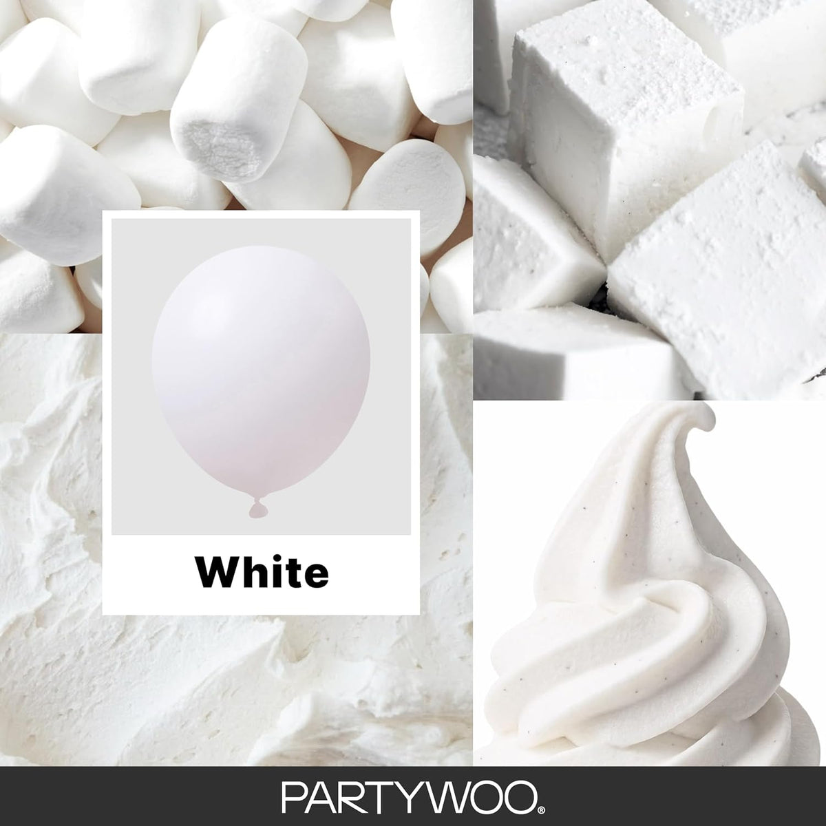 PartyWoo White Balloons 155pcs Matte White Latex Balloons Different - White-3051 / 5/10/12/18 inch - image 2