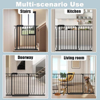Black Baby Gate 29-34 Inch Wide Walk Through Pressure Mounted Safety Gate with Door No Drill Tension Metal Gate for Dog Cat and Toddler