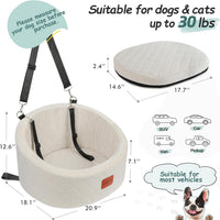 Lealchum Dog Car Seat for Small Dogs Up to 30 Lbs with 2 Safety Dog - Beige / Small - image 2