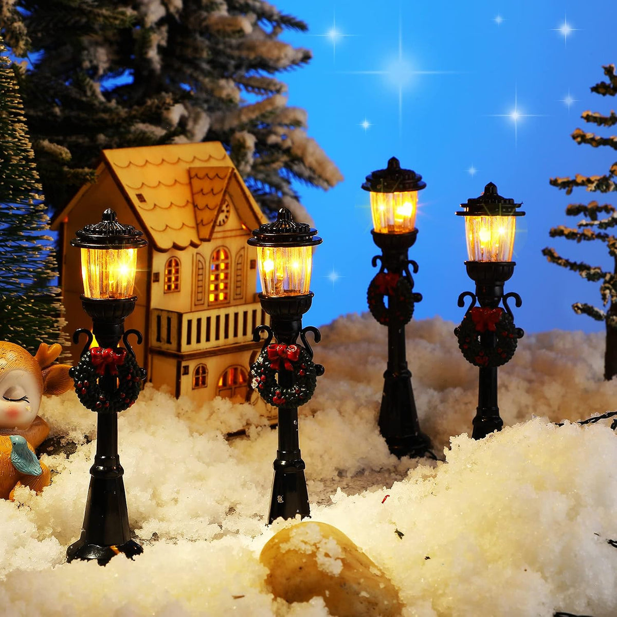 Mudder 12 Pcs Christmas Miniature Village Lamp Post Light - Fresh / 4 - image 2