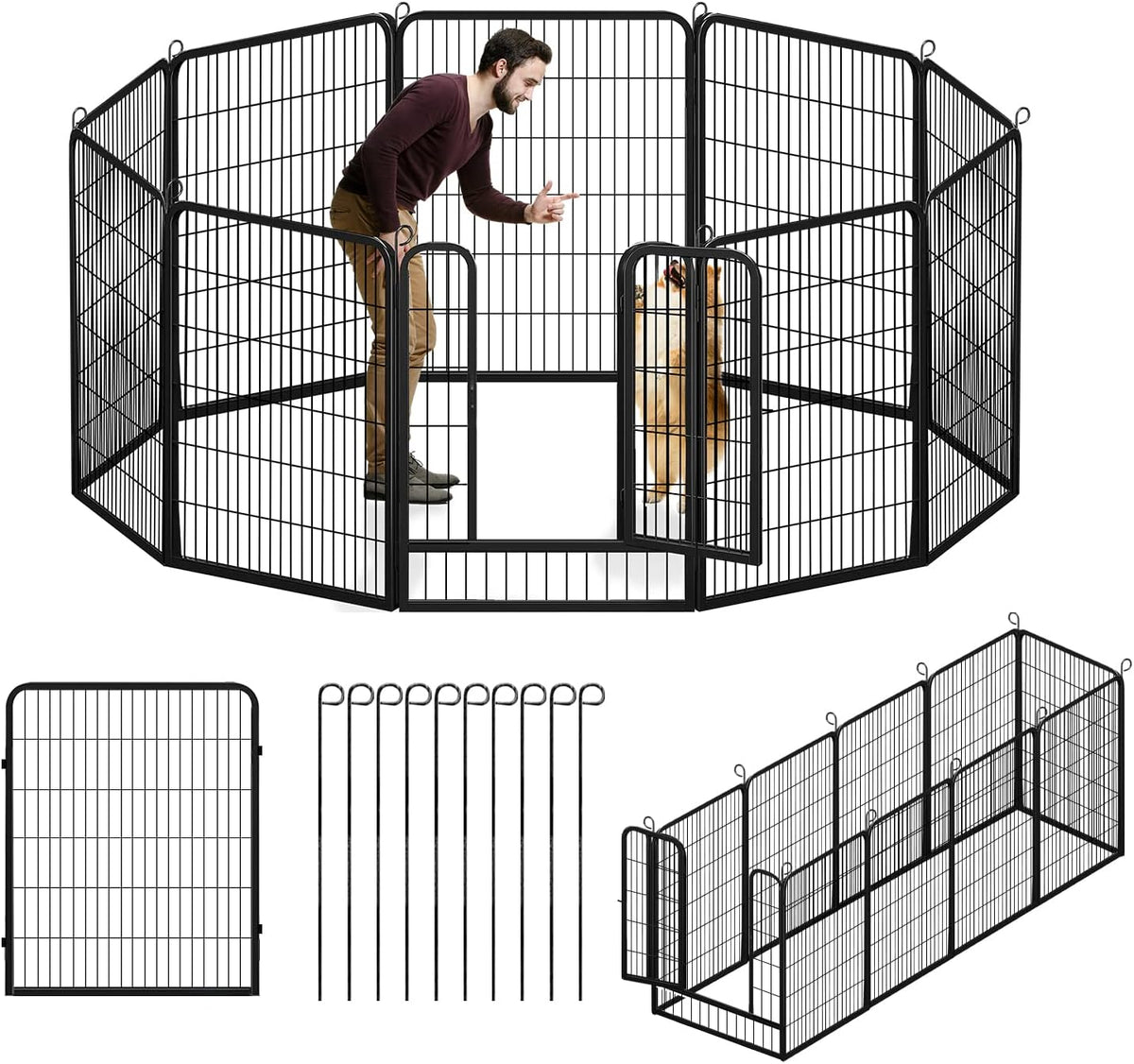 Dog Playpen, Anti-Rust Dog Exercise Pen with Lock