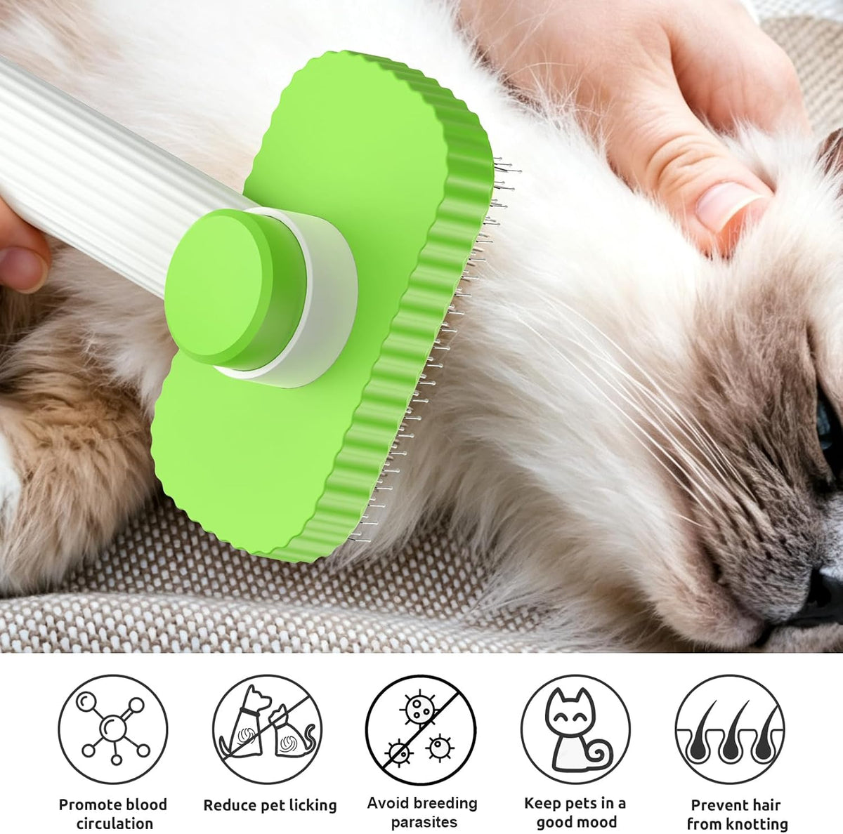 Cat brush, Cat Brush for Long or Short Haired Cats – Essentials for Cats - Green - image 4
