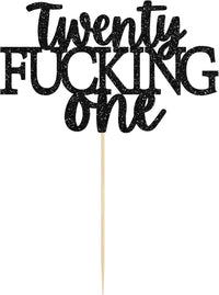 Gyufise black glitter 21st birthday cake topper on a food-grade pick - view 20