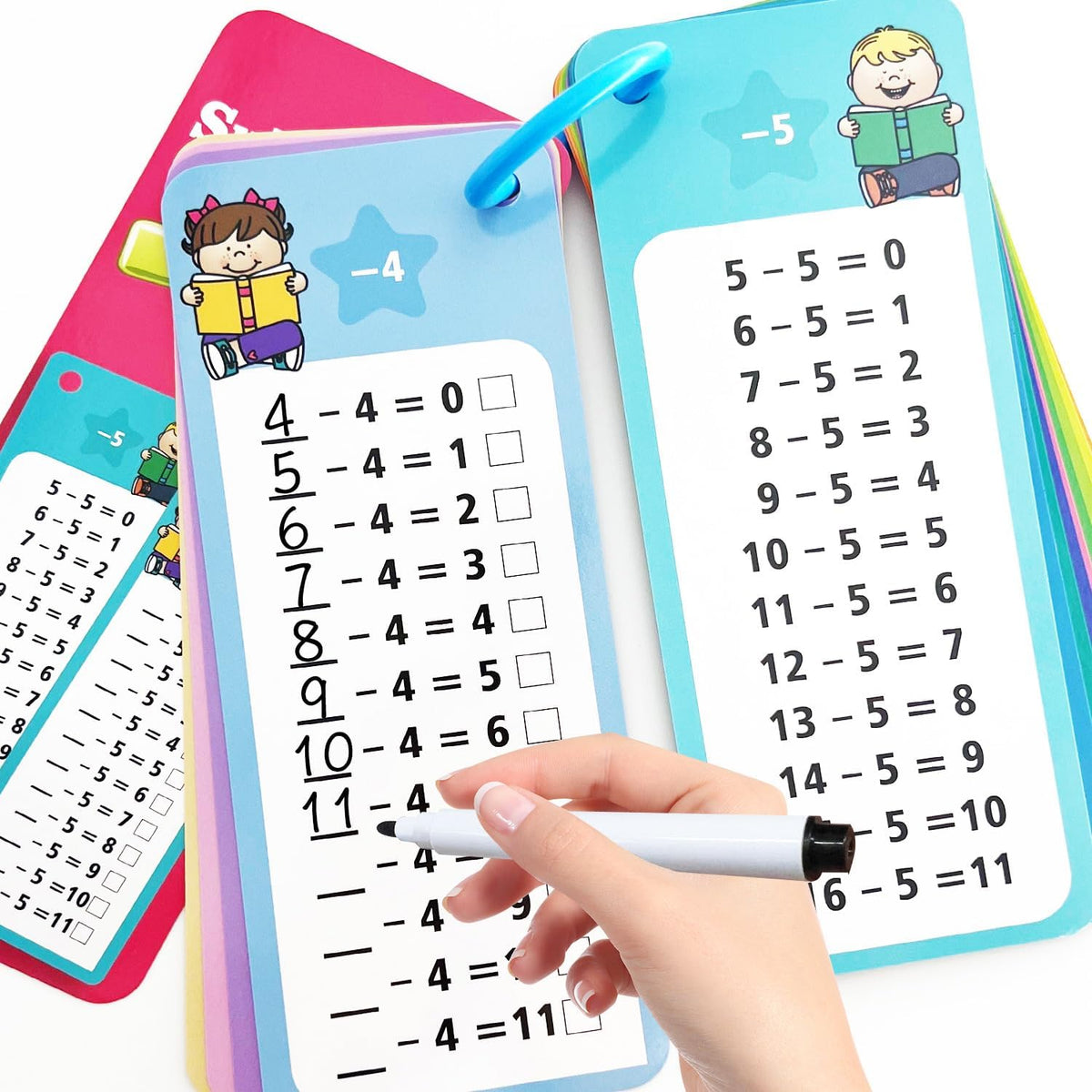 Anemeeoke 1-12 multiplication flash cards with dry erase markers and binder ring - view 6