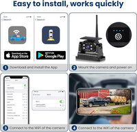 Hikity Wireless Backup Camera Solar Magnetic WiFi, HD 1080P Rechargeable Rear View Camera for Truck/Trailer/RV/Camper, IP68 Waterproof Reverse Camera, Clear Nigh Version, Wide Angle