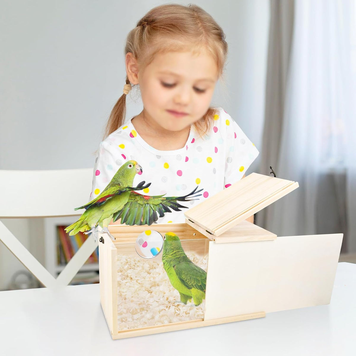 Parakeet Nesting Box Cockatiel Nesting Natural Pine Bird Nest Bird - XL(13.3*7.4*6.6inch) - image 3