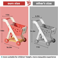 Jovow 102pcs Kids Shopping Cart Trolley Play Set with Pretend Food – Fun for Kids & Family - Red - image 3