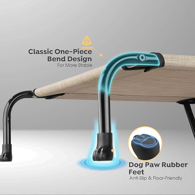 Veehoo Original Elevated Dog Bed - Outdoor Raised Dog Cot, One-Sided Raised Headboard Cooling Pet Bed, Non-Slip & Breathable, XXL, CWC2417A