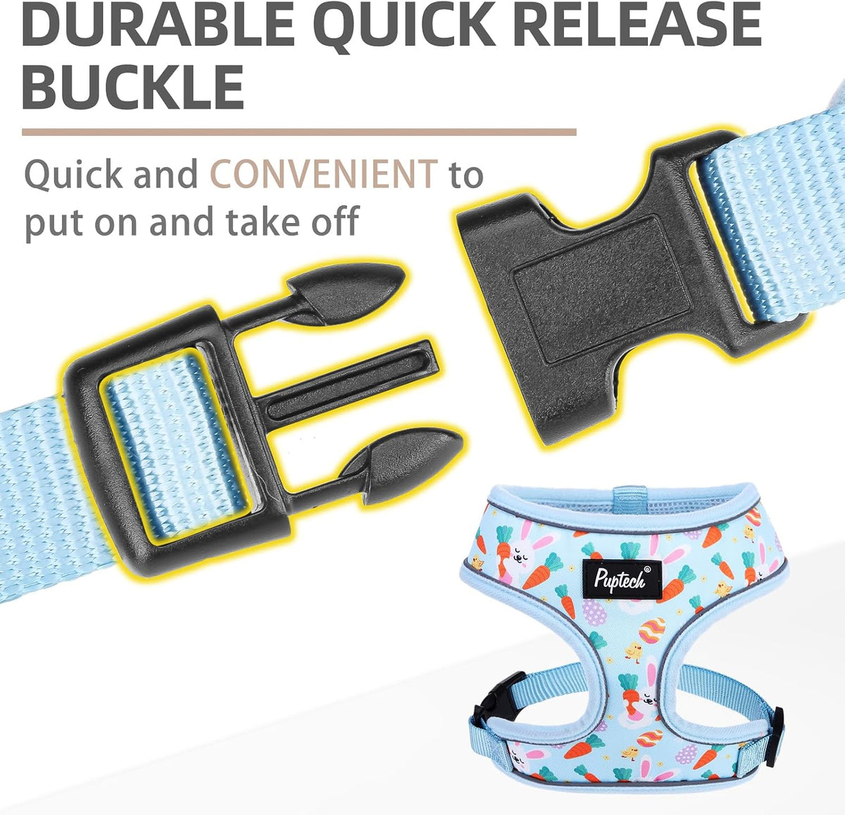 Pupteck Soft Mesh Dog Harness Sized and Leash Set Pet Puppy Cat - Baby Blue / M (NECK: 14", CHEST: 17"-21") / Classic over-the-head harness - image 4