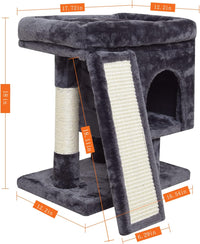 SYANDLVY Gothic Cat Tree with Coffin Bed for Indoor Cats - Smoky Grey - image 2