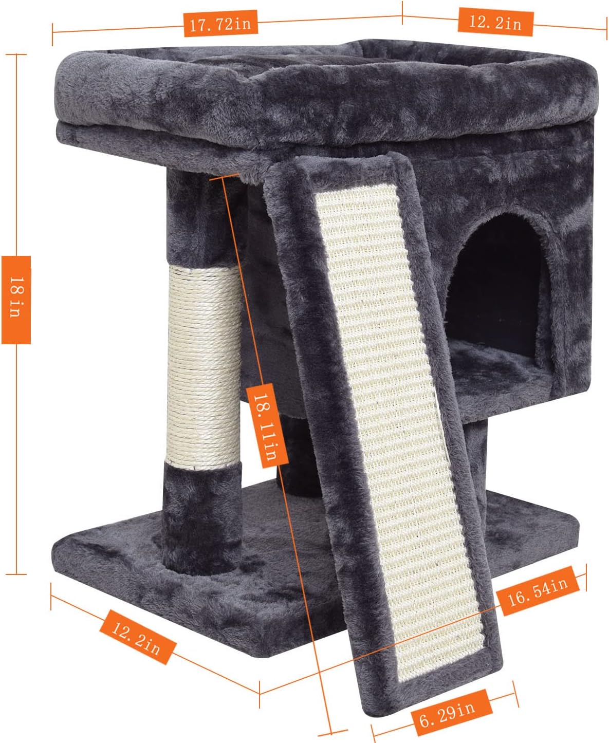 SYANDLVY Gothic Cat Tree with Coffin Bed for Indoor Cats - Smoky Grey - image 2