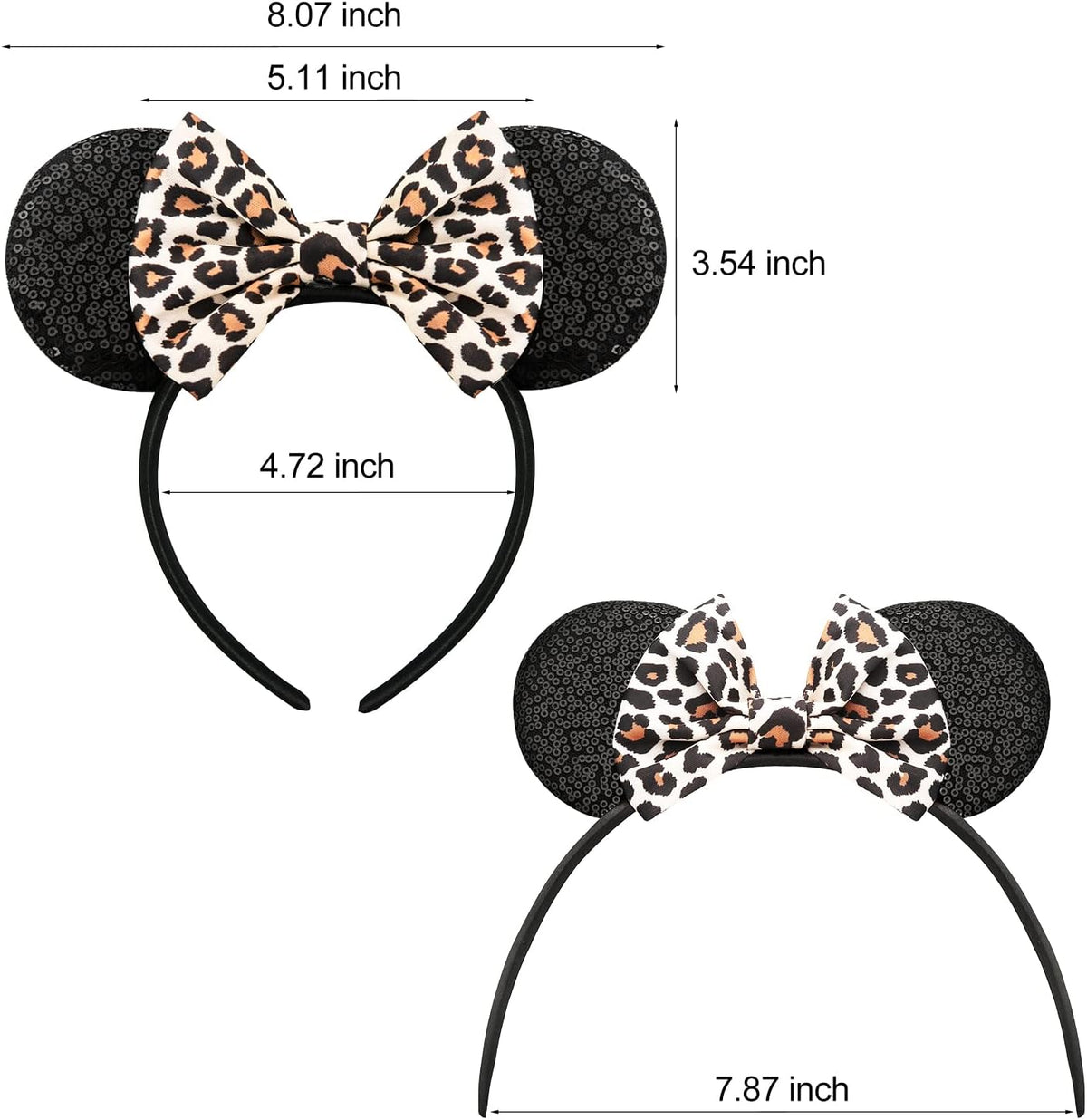 LYLIN Birthday Mouse Ears, Mouse Ears Headband for Women Girls – Fun for Kids & Family - Leopard - image 2