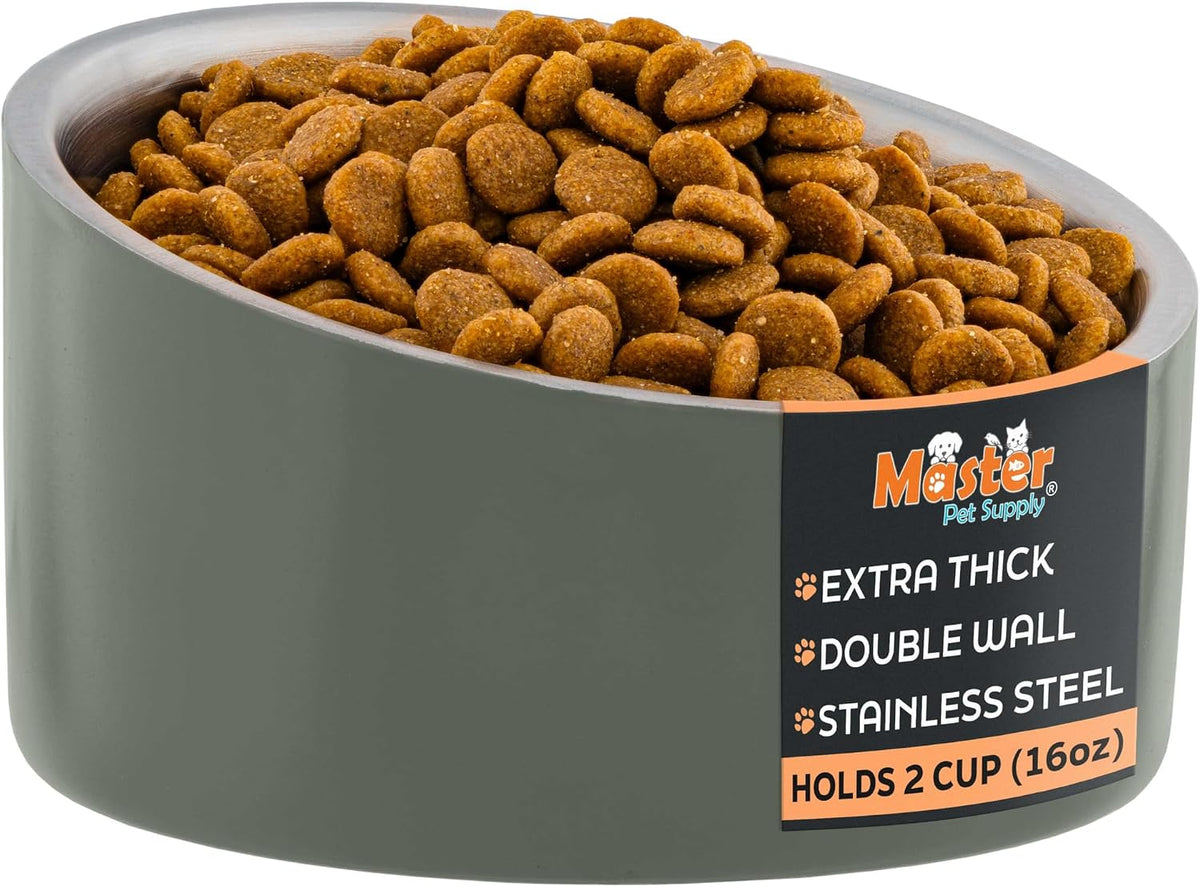 Master Pet Supply Stainless Steel Slanted Dog Cat Food Bowl 24 oz - Camo Patrol / 2 Cups (16 oz)