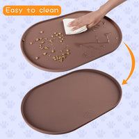 100% Waterproof 0.5" Raised Edge BPA Free Silicone Dog Food Mat - 19x12x0.5 Inch / Brown - image 4