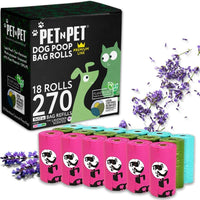 Pet N Pet Dog Poop Bags Rolls, Lavender Scented, Colorful - 270 Count (Pack of 1) / Lavender-scented