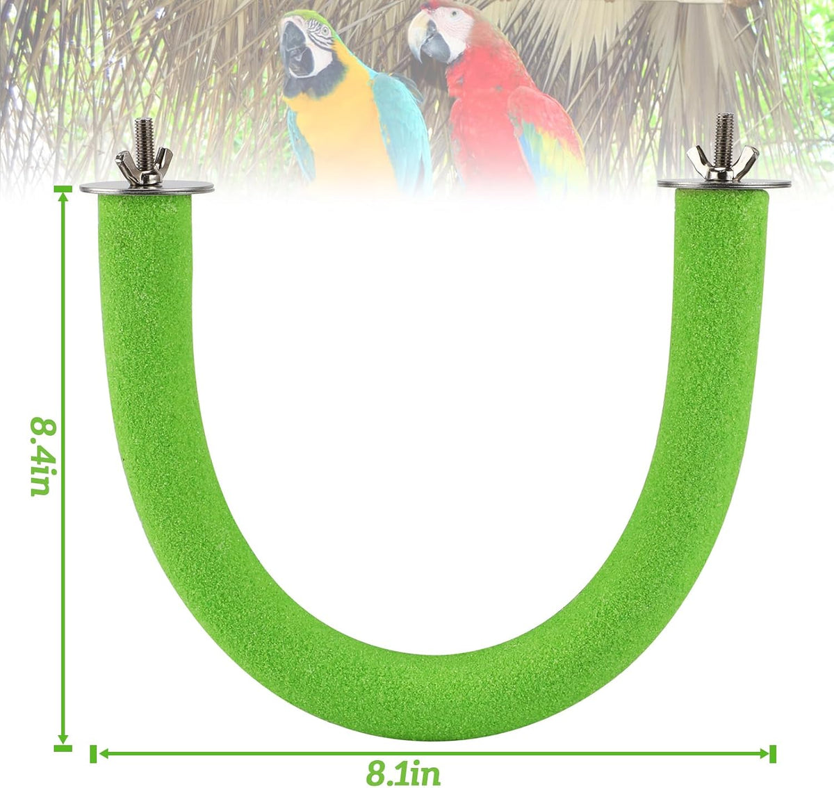 U-Shaped Large Parrot Perch, Quartz Bird Perch for Cage – Essentials for Birds - X-Large / Green - image 2