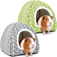 Guinea Pig Hideout Bed, Dwarf Rabbit House Cave – Daily Care for Small Pets - Grey+Green
