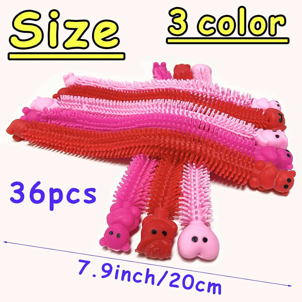 30 PCS Stretchy Fidget Toy, Sensory Fidget Worm Stretch Toys - Valentine - image 2