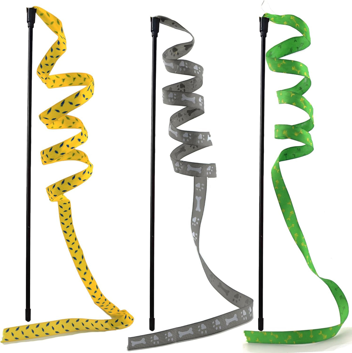 Interactive Cat Toy Wand with Catnip Mouse - 3 Pack String