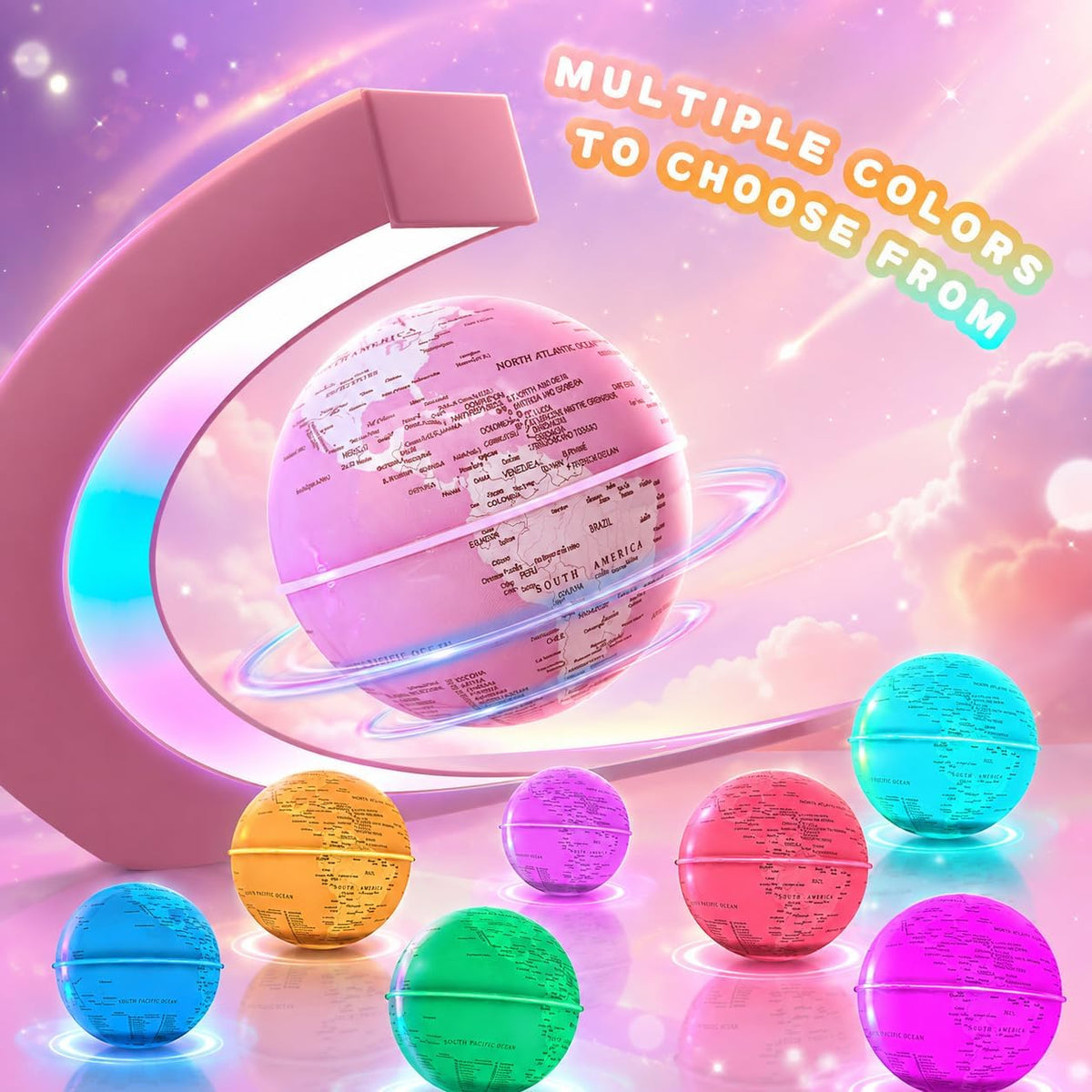 Magnetic Levitating Floating Globe with LED Lights - Rose Globe Glowing - image 2