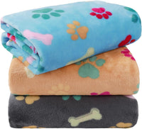 LINENLUX Dog Blankets 3-Pack - Bones and Claws-3pcs / 23x16 inch