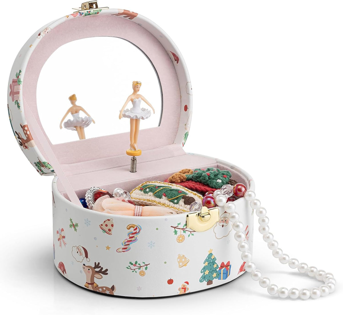 VLANDO Musical Jewelry Box for Girls - E.Christmas White