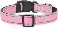 Reflective Dog Collar Padded with Soft Neoprene Breathable Quick Release Basic Dog Collars for Medium Dogs Pink Girl