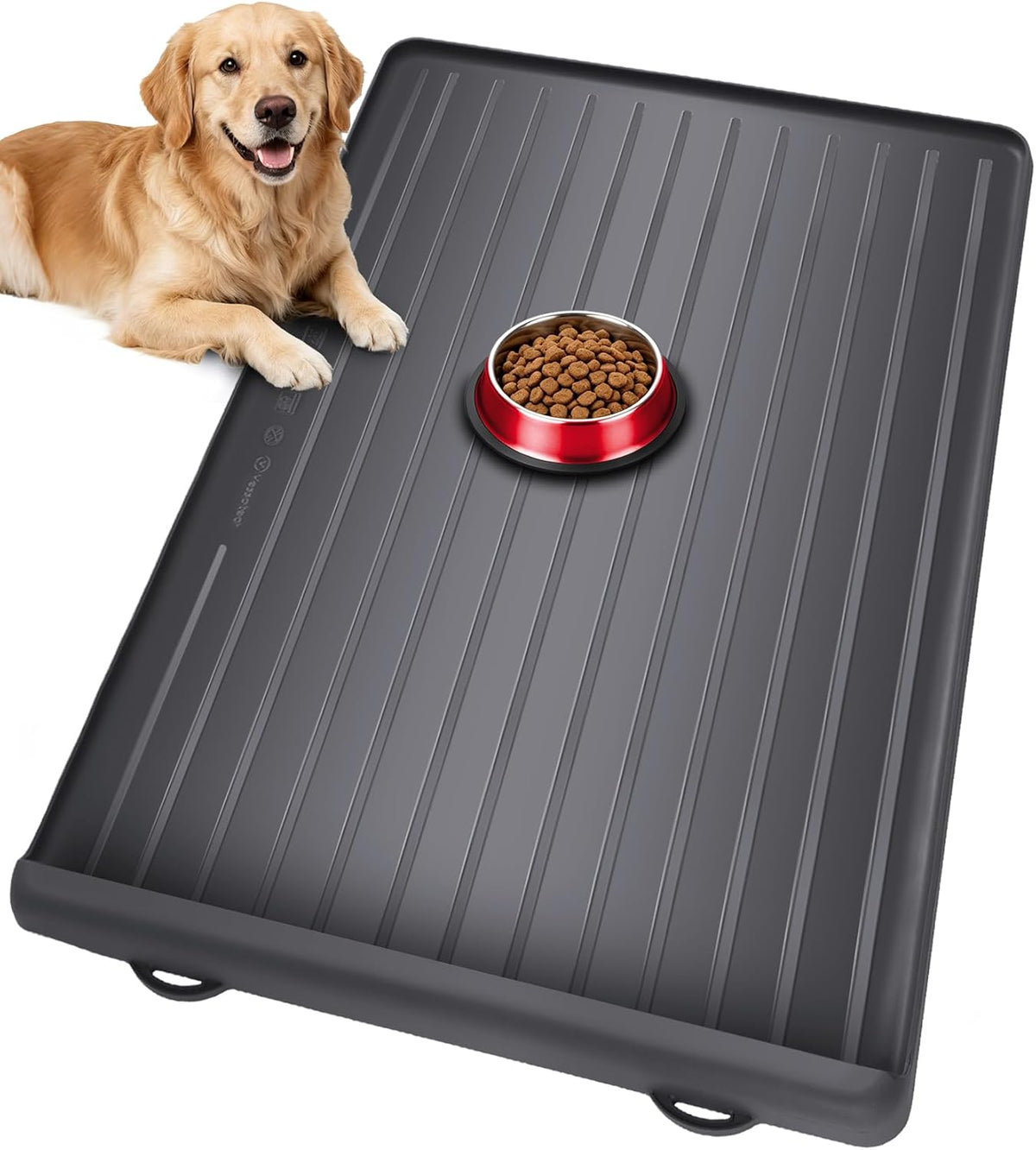 Dog Mat for Food and Water - Black / 39.4"L x 27"W