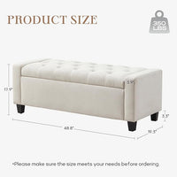 Ottoman with Storage, 48.8" Fabric Storage Ottoman Bench with Hinge, Bedroom Bench, Upholstered Benches with Seating for Living Room, Entryway (Beige)