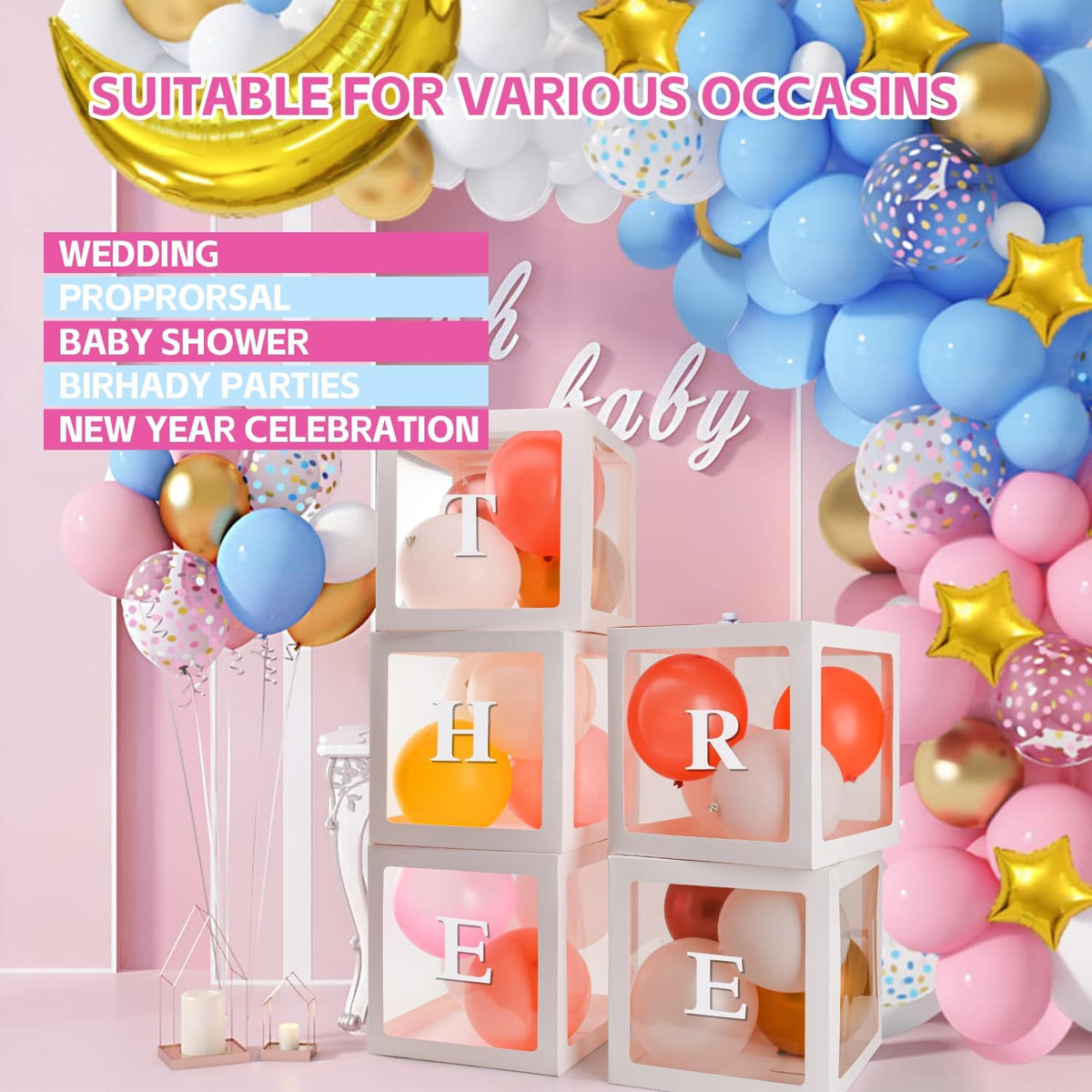 Baby Boxes with 30 PCS Letters - 5 PCS Balloon Box-78 Letter - image 4