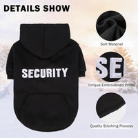 Security Dog Hoodie for Small Medium Large Dogs Boys Girls – Essentials for Dogs - #2 Black (EMB SECURITY Printed With Pocket) / Large - image 4
