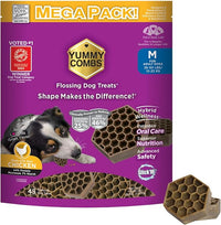 Dog Dental Treats – Vet VOHC Approved – Delicious Chicken Protein – Removes Tartar with Cleaning Comb Shape – Dental Dog Treats for Medium Dogs (36oz, 45 Count)