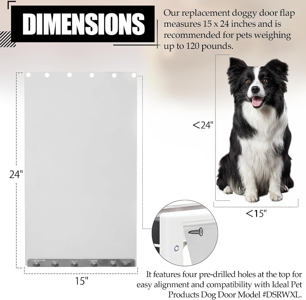TonGass 10" x 18" Pet Door Flap Large Transparent Dog Door Flap - 2 / Extra Large - image 2