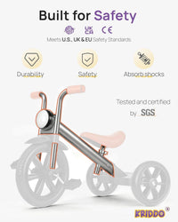 KRIDDO Tricycle for Toddlers 2-5 Years: Rubber Front Wheel - White - image 2