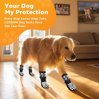 LOOBANI Dog Socks to Prevent Licking Paws - Dog Socks for Hardwood Floors Anti Slip for Traction Control - Dog Grippy Socks for Senior Dog Small Medium Large Dogs on Tile Floors, Black XS