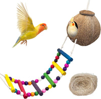 PINVNBY Coconut Bird Nest Hut with Ladder - Color ladder